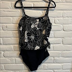 White Stag Black and White Floral One-Piece Swimsuit